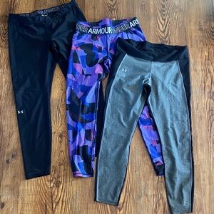 Under Armour Women’s Leggings Bundle!  Trio - Black, Blue, Gray Size XL